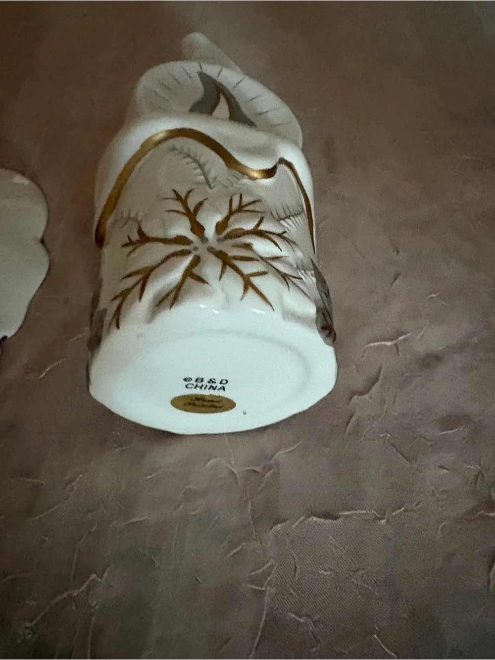White Ceramic Bathroom Accessory Set with Gold and Silver Accents